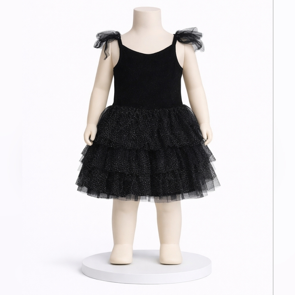 Posh Peanut Glittery Black Tutu Dress